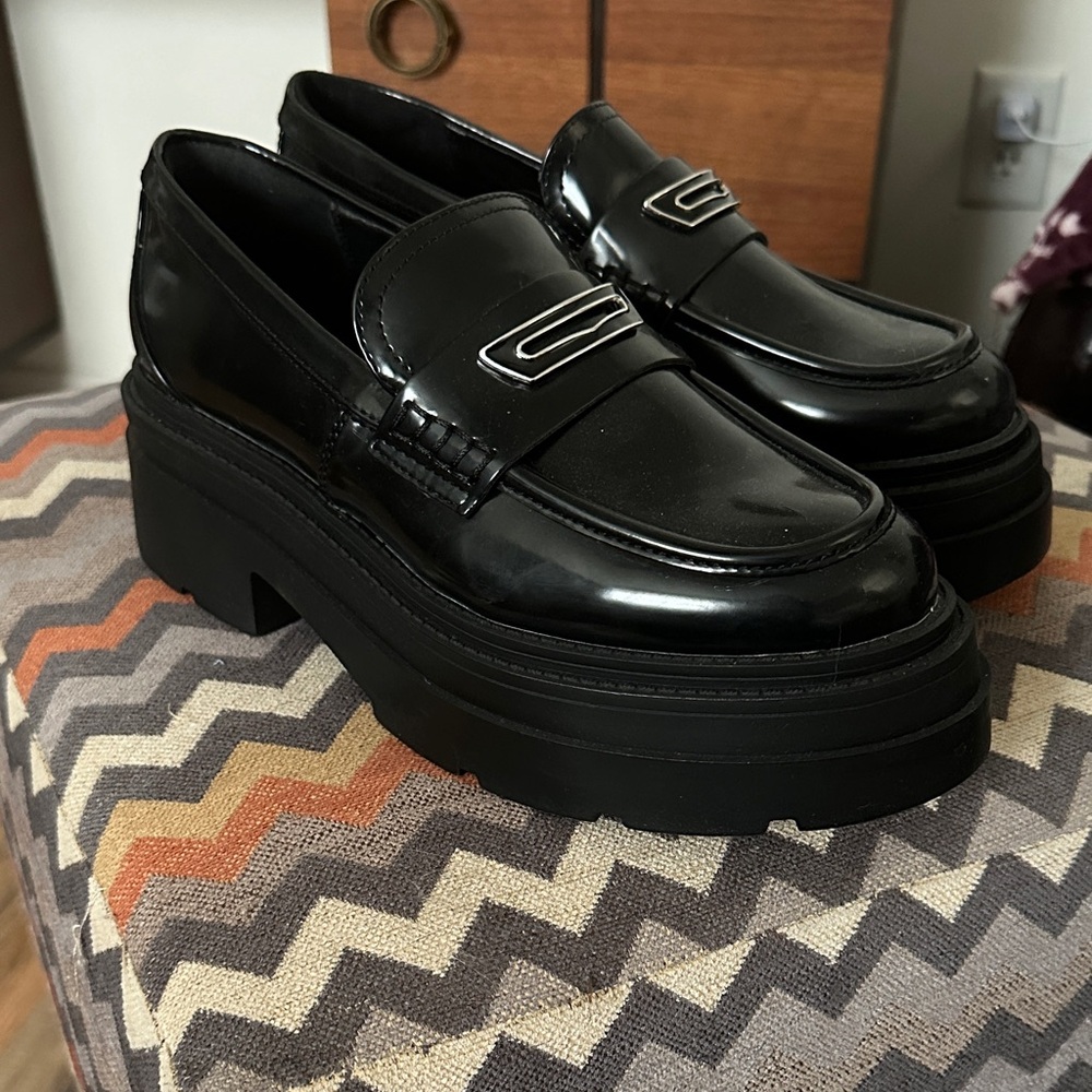 Wild Pair Black Patent Platform Loafers
